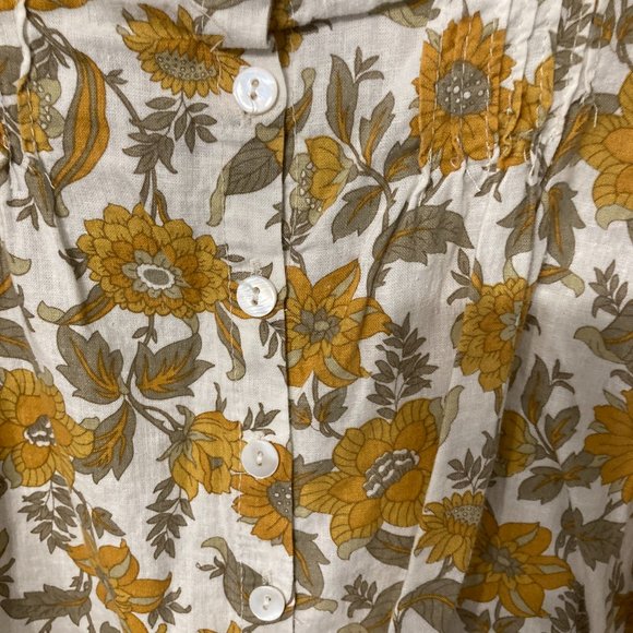 Cupcakes and Cashmere Shirt Size Medium Mustard Green Boho Natural Cropped - Picture 6 of 7